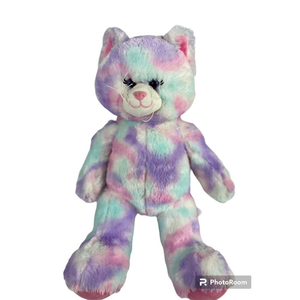 Build A Bear Pastel Swirl Meowing Kitty Cat 17" Plush Animal